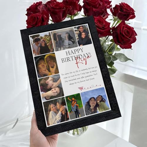 Giftway BFF Birthday Collage with Message | Personalised MDF Photo Frame | Birthday Gift for Husband, Best Friend, Mother, Sister | Unique Gifts for Men, Women - 9.613.1 Inch_Black