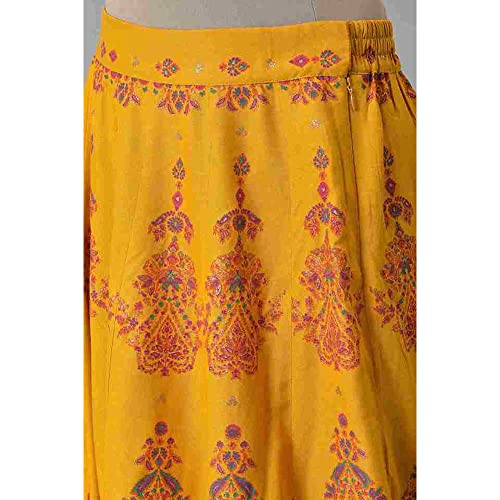 W for Woman Strechable Long Skirts for Women, Dark Yellow, Large