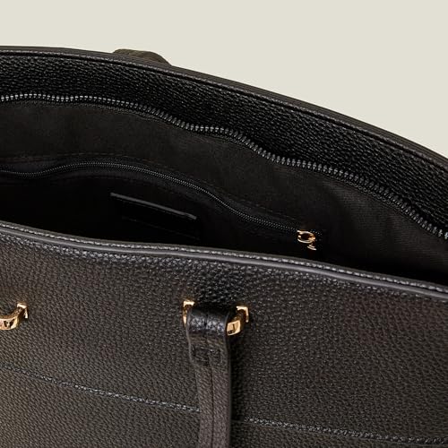 Accessorize London Women's Large Faux Leather Tote Bag I Womens Bag| hand bags for women stylish, Black, M