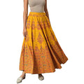 W for Woman Strechable Long Skirts for Women, Dark Yellow, Large