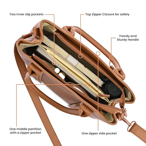 Fastrack Switch-It-Up Satchel | Faux-Leather Women Handbags | Comes with a Key-Leash| Ladies Purse Handbag | Satchel for Casual Carry, Tan, L