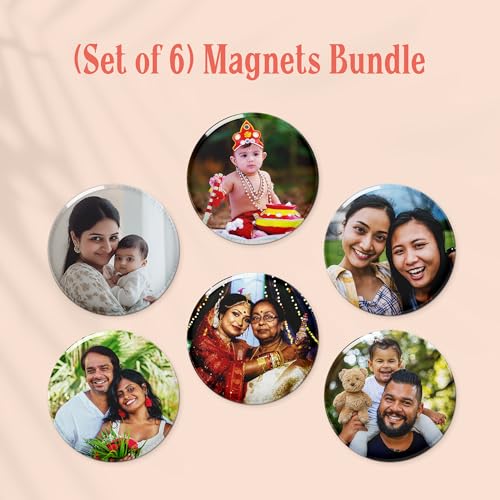 Divamism Fridge Magnet Customized Photo Set of 6 for Family 3X3 Inch Personalized Gifts for Women, Freeze Magnets Photo Frame, Wedding for Couples, Fridge Magnets Refrigerator Stylish
