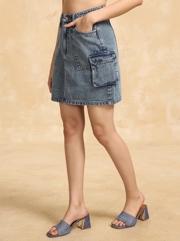 Mini Blue Cotton Skirt by KAZO