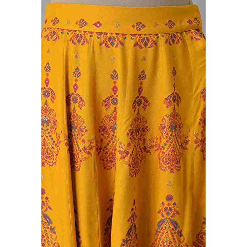 W for Woman Strechable Long Skirts for Women, Dark Yellow, Large