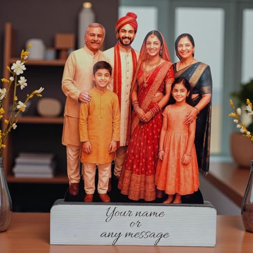 LACUM Personalized Wooden Cutout Photo Frame – Customized Picture Display with Name or Message – Unique Gift for Special Occasions (Family)