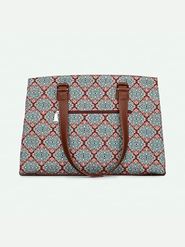 ZOUK Statement Business Bag | Jute | Vegan Leather Handcrafted Shoulder Bag Ideal For Office Use, Kolkata Nouveau, L