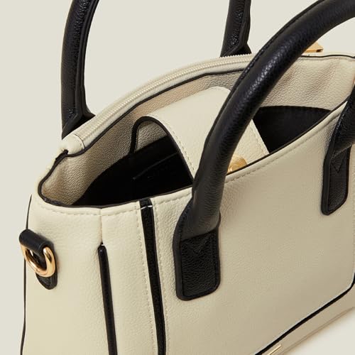 Accessorize London Women's Cream Two-Tone Faux Leather Handbag I Womens Bag| hand bags for women stylish, Cream, M