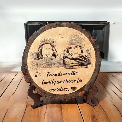 GIFTORA Personalized Round Wooden Photo Frame | Customized with Photo & Caption for Home Decor | Perfect for Special Occasions Like Weddings, Anniversaries, Birthdays(Brown, Round 6-7 Inch)