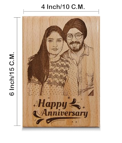 Shivansh Gifts Personalized Wooden Engraved Photo Frame, Customize Gift for Wedding, Anniversary (Brown, Rectangular) (4 x 6 Inch)