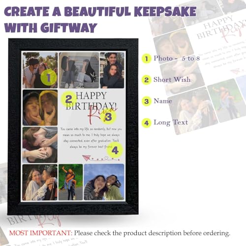 Giftway BFF Birthday Collage with Message | Personalised MDF Photo Frame | Birthday Gift for Husband, Best Friend, Mother, Sister | Unique Gifts for Men, Women - 9.613.1 Inch_Black