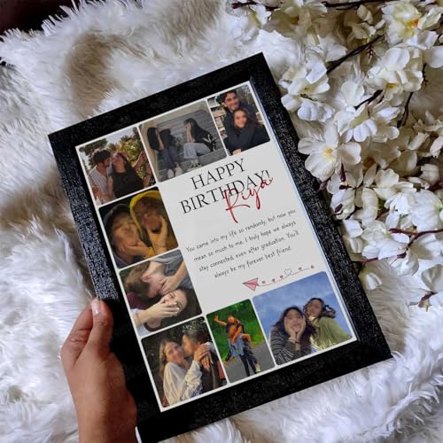 Giftway BFF Birthday Collage with Message | Personalised MDF Photo Frame | Birthday Gift for Husband, Best Friend, Mother, Sister | Unique Gifts for Men, Women - 9.613.1 Inch_Black