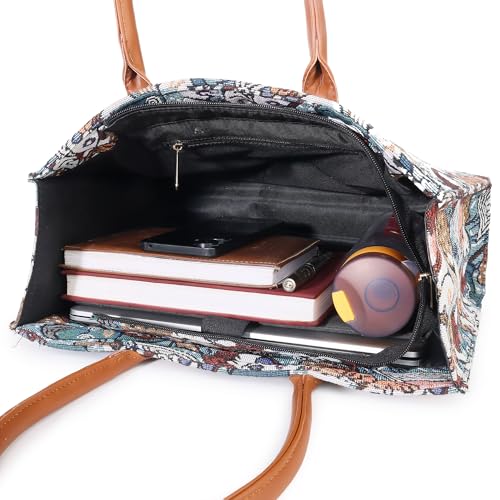 Warbler jacquard Tote Bag, printed Pattern, Casual Shoulder Handbag for work travell, Multicolor-1