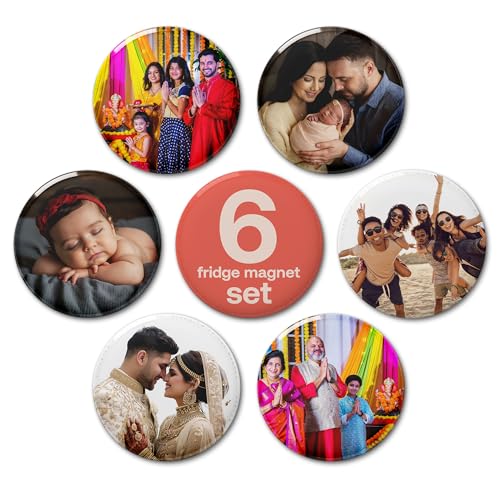 Divamism Fridge Magnet Customized Photo Set of 6 for Family 3X3 Inch Personalized Gifts for Women, Freeze Magnets Photo Frame, Wedding for Couples, Fridge Magnets Refrigerator Stylish