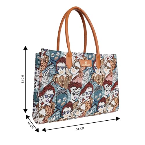 Warbler jacquard Tote Bag, printed Pattern, Casual Shoulder Handbag for work travell, Multicolor-1