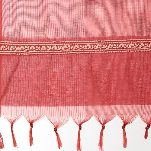 BIBA Ladies Cotton Straight Embroidered Costume Set, terracotta, XL