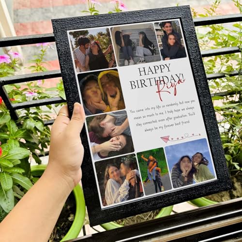Giftway BFF Birthday Collage with Message | Personalised MDF Photo Frame | Birthday Gift for Husband, Best Friend, Mother, Sister | Unique Gifts for Men, Women - 9.613.1 Inch_Black