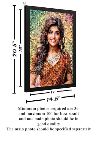 picxeeshop Personalized Mosaic Photo Frame, Moisture and Scratch Resistant, No Glass on top