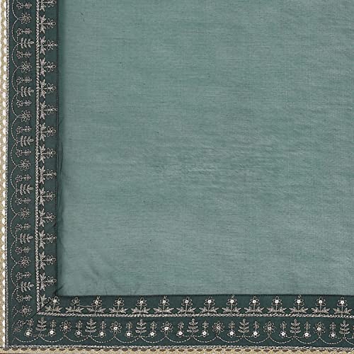 Dark Green Cotton Blend A-Line Kurta Palazzo Suit Set