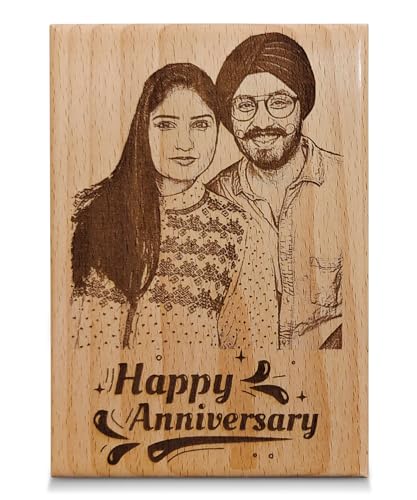 Shivansh Gifts Personalized Wooden Engraved Photo Frame, Customize Gift for Wedding, Anniversary (Brown, Rectangular) (4 x 6 Inch)