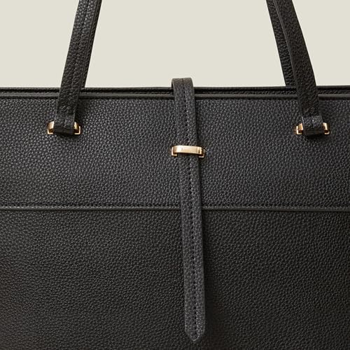 Accessorize London Women's Large Faux Leather Tote Bag I Womens Bag| hand bags for women stylish, Black, M