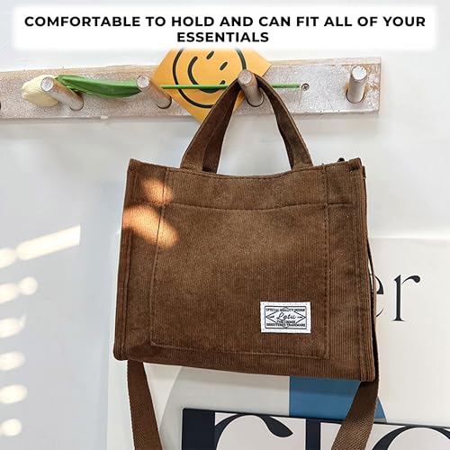 Kraptick Canvas Tote Bags – Stylish Shoulder Tote Bag Everyday Use For Women Reusable Compact Tote Bag Perfect as a Grocery, Shopping Bags for Grocery (DMFP929-V), Brown, M, Utility