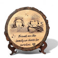 GIFTORA Personalized Round Wooden Photo Frame | Customized with Photo & Caption for Home Decor | Perfect for Special Occasions Like Weddings, Anniversaries, Birthdays(Brown, Round 6-7 Inch)
