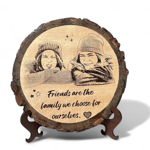 GIFTORA Personalized Round Wooden Photo Frame | Customized with Photo & Caption for Home Decor | Perfect for Special Occasions Like Weddings, Anniversaries, Birthdays(Brown, Round 6-7 Inch)