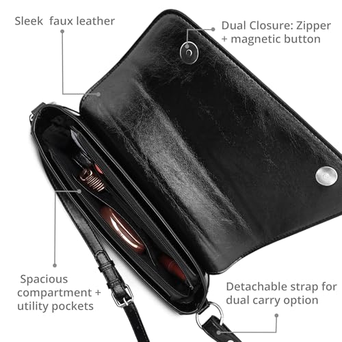 Fastrack VibeCheck shoulder bag | Black Faux-Leather Women’s Handbags | Party Pack Sling for Casual & Party Carry