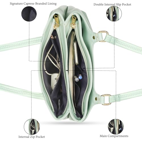 Jessica Tote Medium Bag for Women|Stylish, Durable, Multi-Compartment Design for Work, Travel, Shopping |Comfortable Straps Shoulder Bag, Ideal for Laptop & Essentials, Green, M, Western