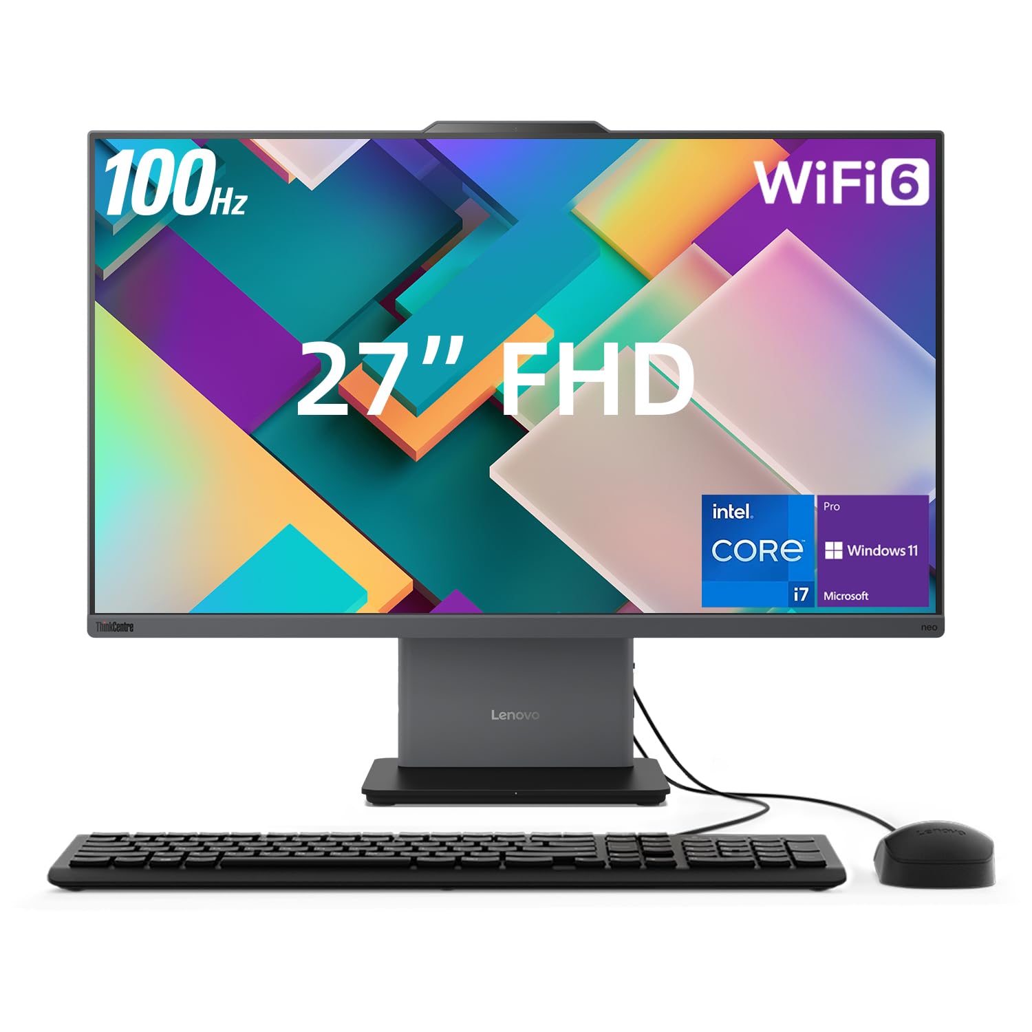 Lenovo ThinkCentre Neo 50a All-in-One Business Desktop, 27” FHD 100Hz Display, Intel Core i7-13620H, 32GB DDR5 RAM, 1TB SSD, Webcam, HDMI, Type-C, Wi-Fi 6, Wired Keyboard & Mouse, Windows 11 Pro
