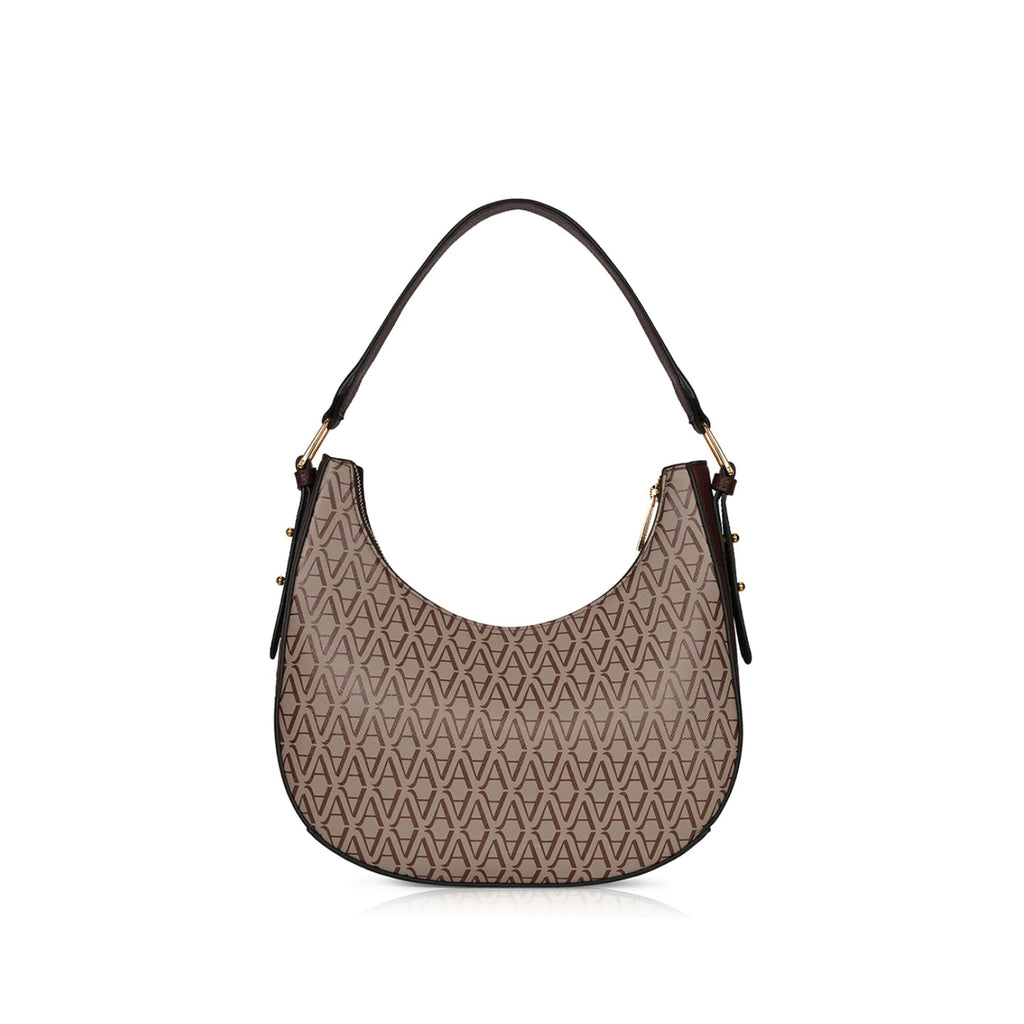 Accessorize London Women's Amara Monogram Hobo Bag I Shoulder Bag For Ladies| hand bags for women stylish, Brown, M