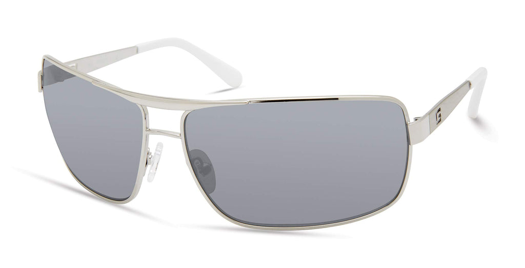 GUESS Men's GUA00004 Wrapped Navigator Pilot Sunglasses, Shiny Light nickeltin, 68mm