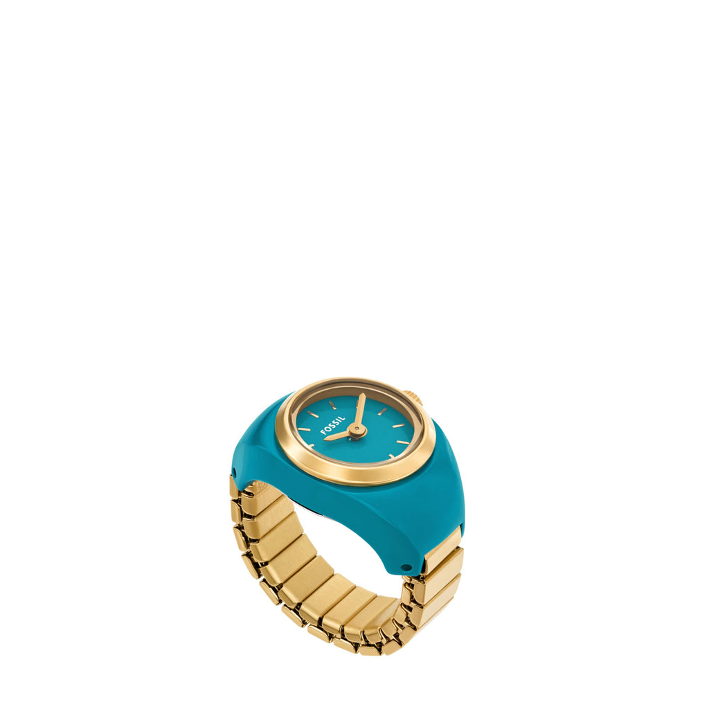 Fossil Women's Two-Hand Blue Stainless Steel Watch Ring, ES5415