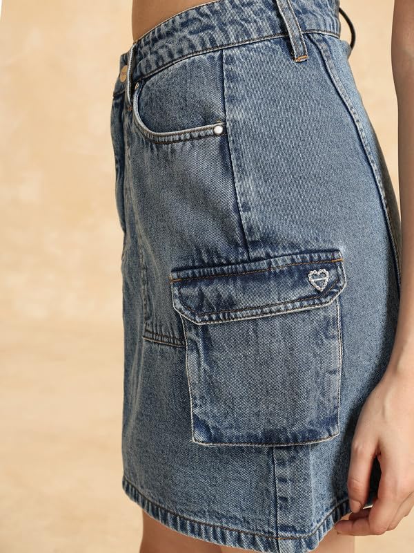 Mini Blue Cotton Skirt by KAZO