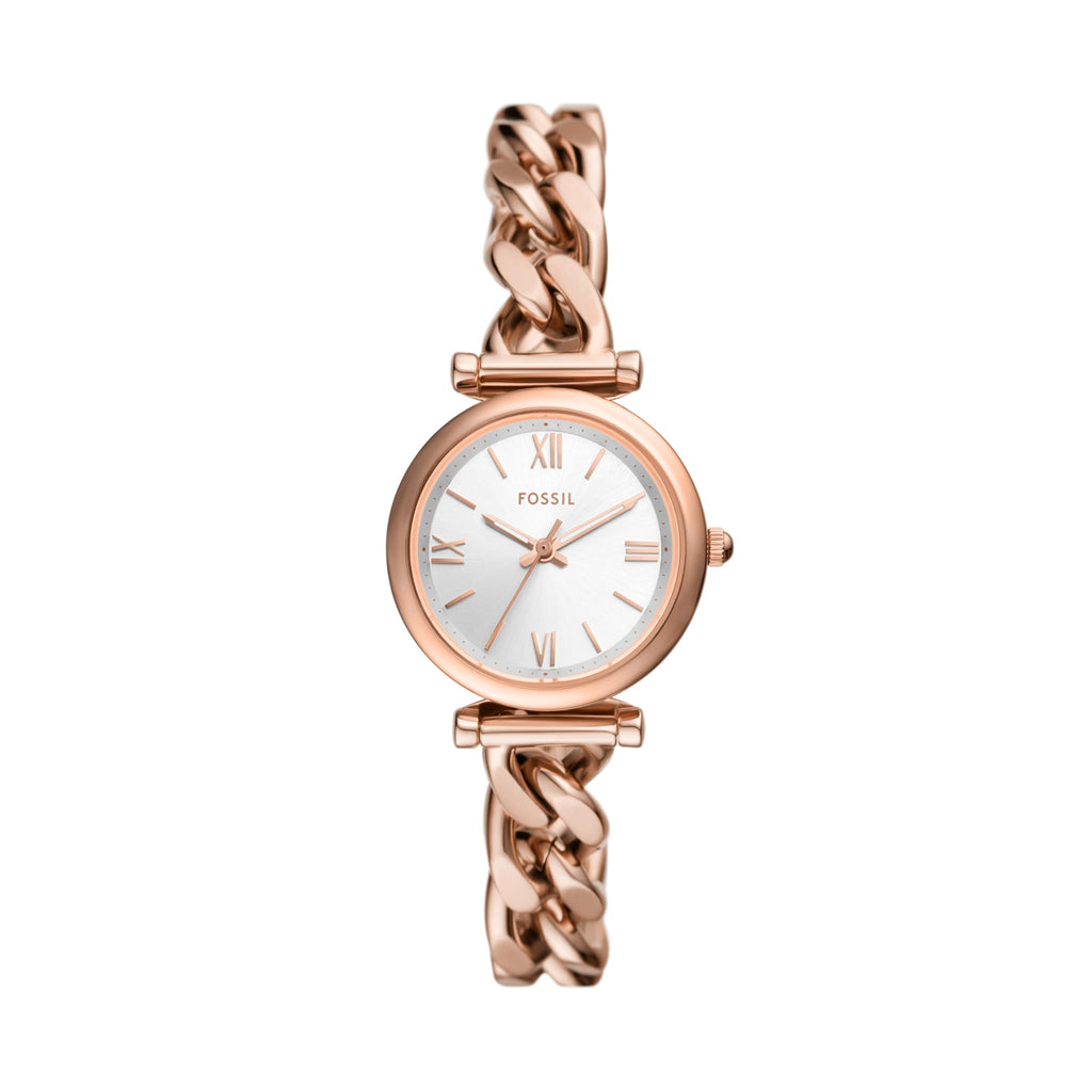 Fossil Women's Carlie Mini Quartz Stainless Steel Three-Hand Dainty Rose Gold Watch, Model ES5330