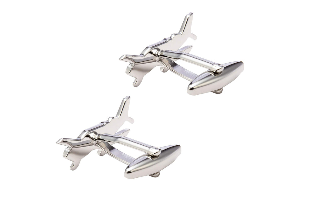 Knighthood Executive Aviation Piper Plane Cufflinks for Men Silver Shirt Cuff Links Business, Wedding Gifts with Gift Box