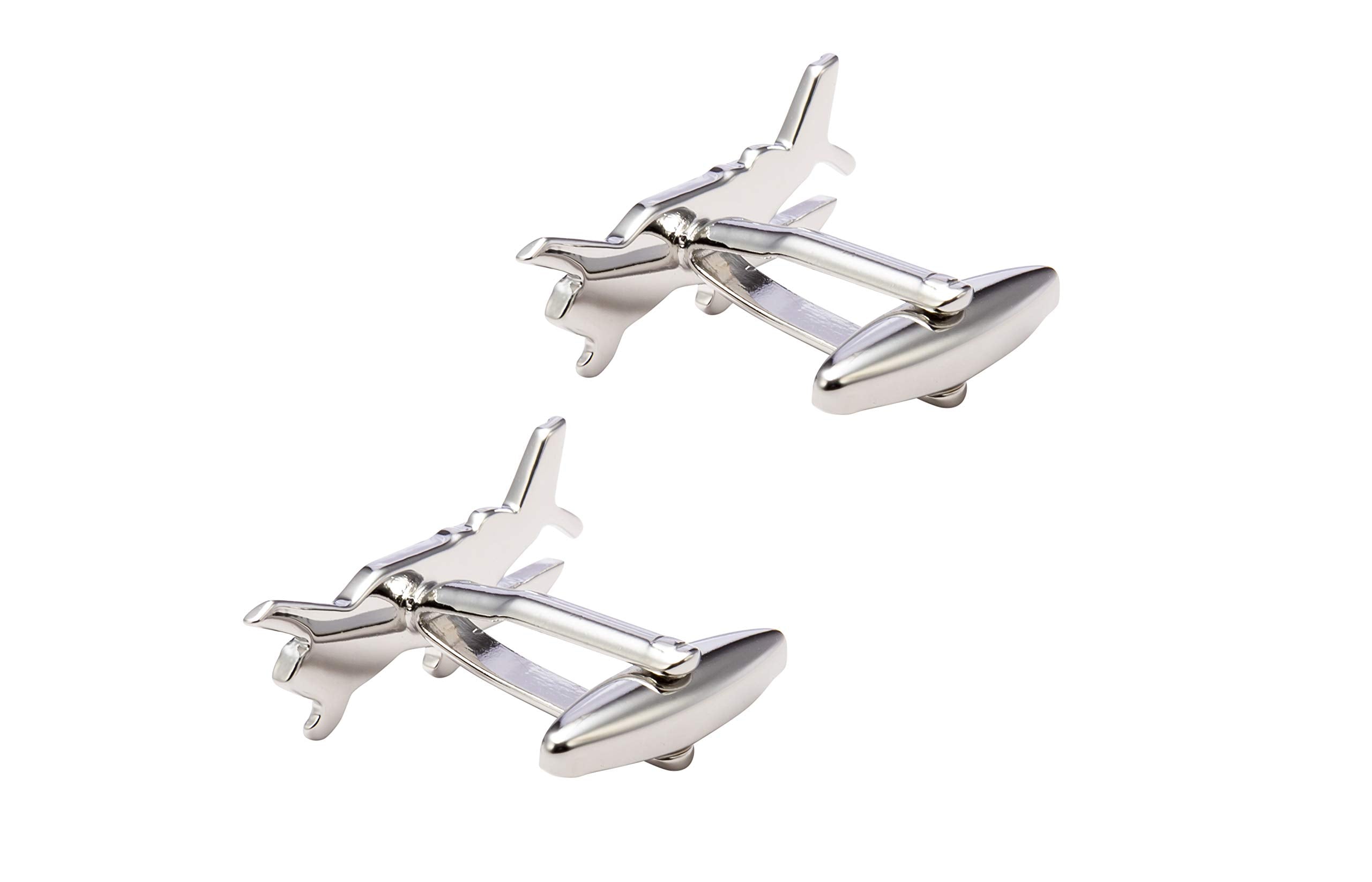 Knighthood Executive Aviation Piper Plane Cufflinks for Men Silver Shirt Cuff Links Business, Wedding Gifts with Gift Box