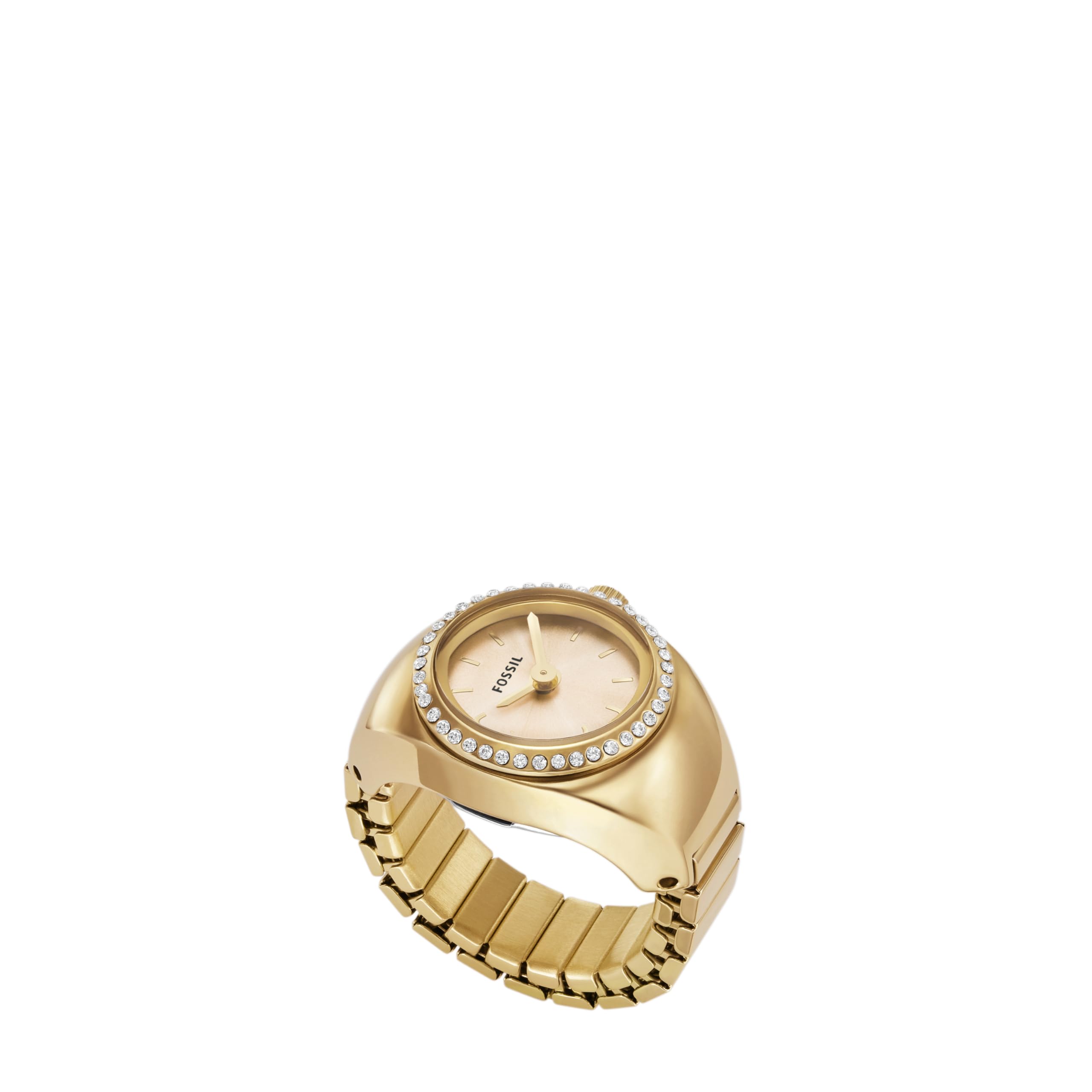 Fossil Women's Quartz Stainless Steel Two-Hand Watch Ring, Watch Rings for Women, Color: Gold Glitz (Model: ES5319)