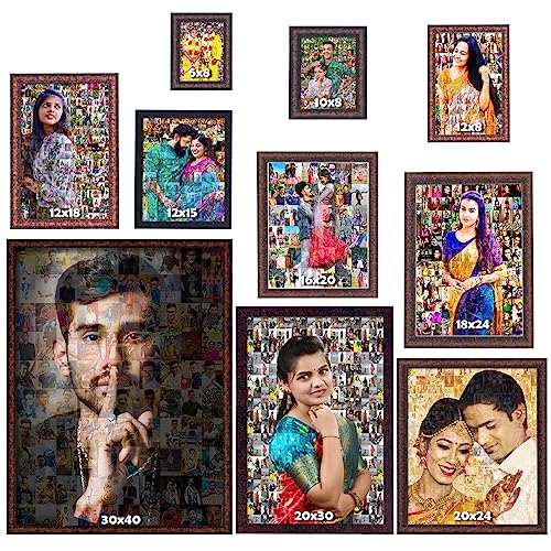 MUSHA Personalized 16x20 Inch Premium Mosaic Photo Wooden Frame - Customizable, Durable, and Stunning Frame