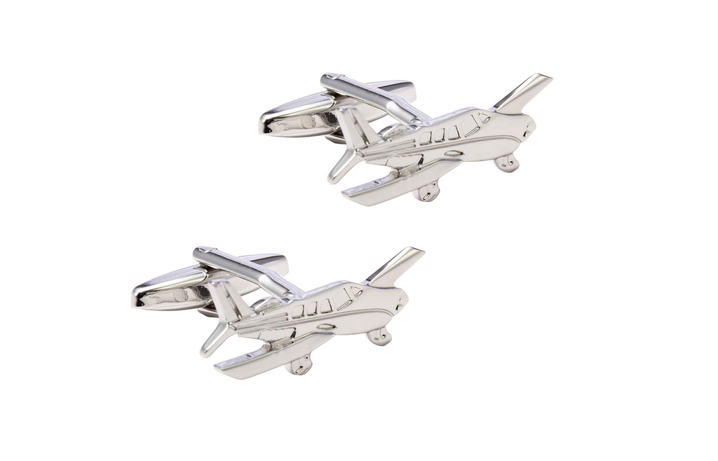 Knighthood Executive Aviation Piper Plane Cufflinks for Men Silver Shirt Cuff Links Business, Wedding Gifts with Gift Box