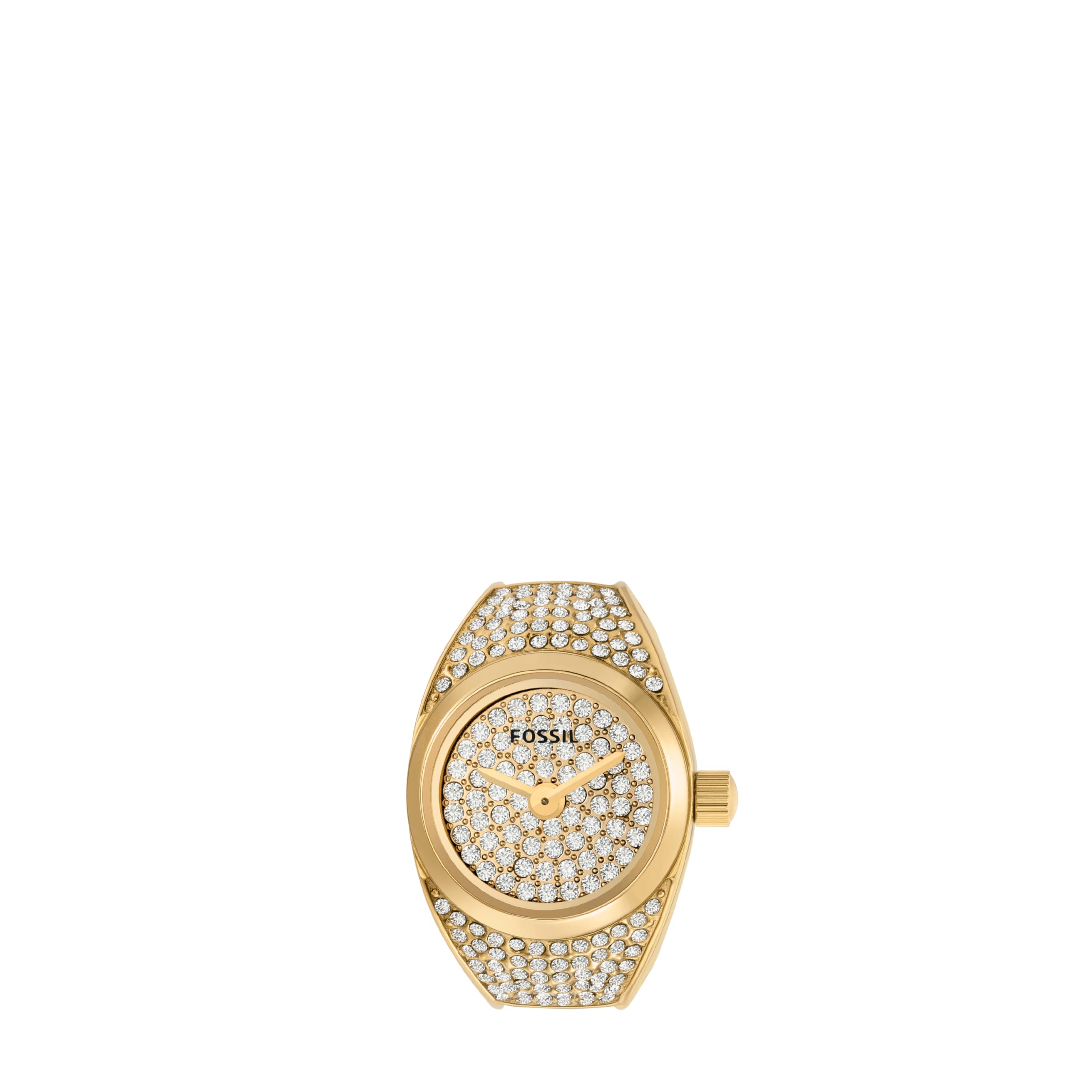 Fossil Women's Quartz Stainless Steel Two-Hand Watch Ring, Watch Rings for Women, Color: Gold All-Over Glitz (Model: ES5246)
