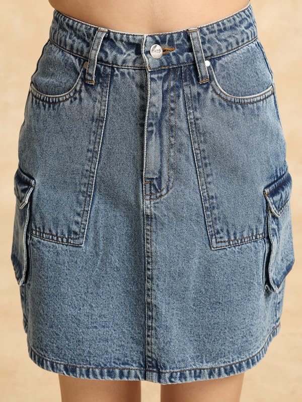 Mini Blue Cotton Skirt by KAZO