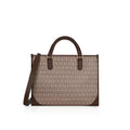 Accessorize London Women's Brown Bette Monogram Large Sized Tote Bag With Adjustable & Detachable Sling Strap And Top Handles | Fits Upto 16" Laptop | Tote Bags for Women For Office Use, Work, Brown