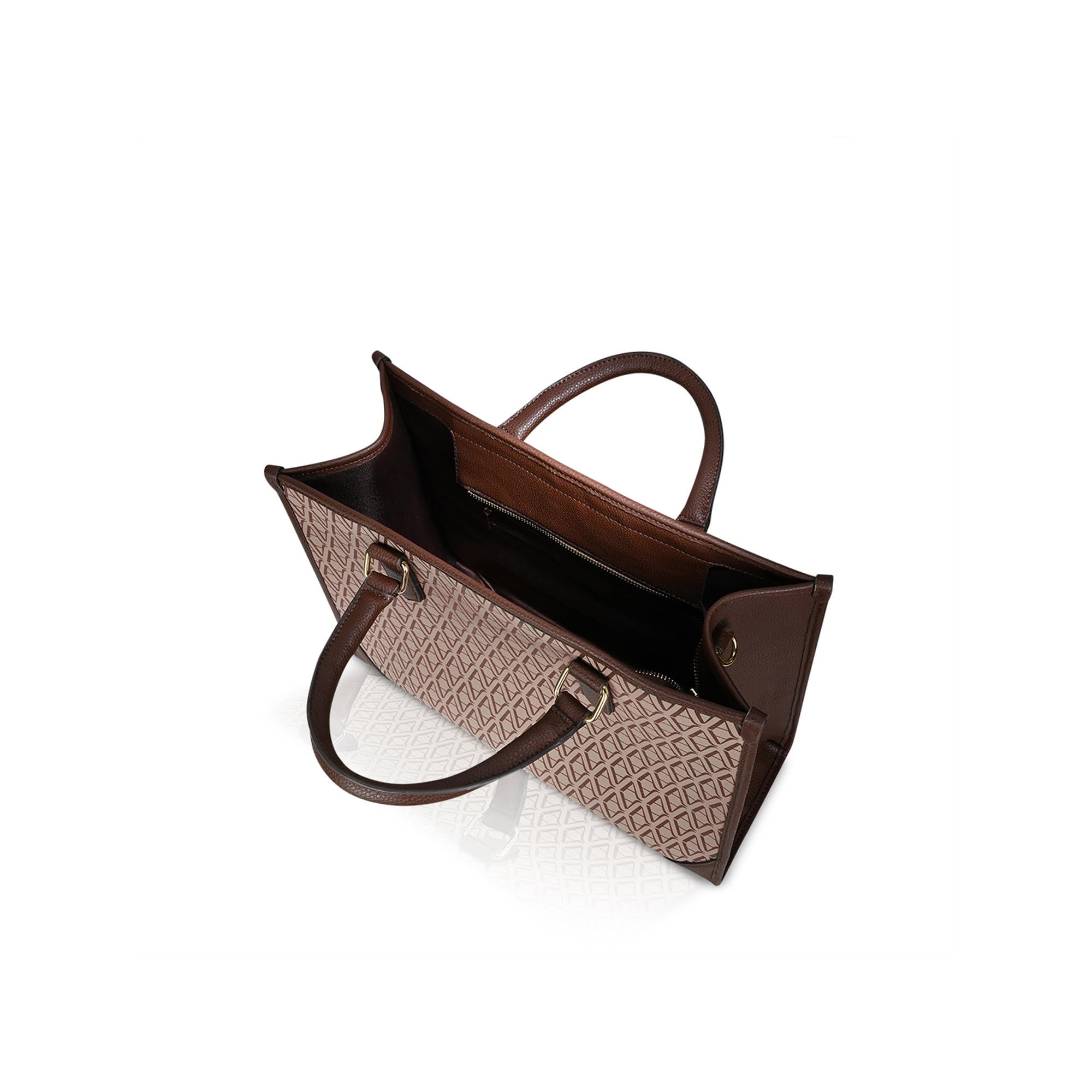 Accessorize London Women's Brown Bette Monogram Large Sized Tote Bag With Adjustable & Detachable Sling Strap And Top Handles | Fits Upto 16" Laptop | Tote Bags for Women For Office Use, Work, Brown
