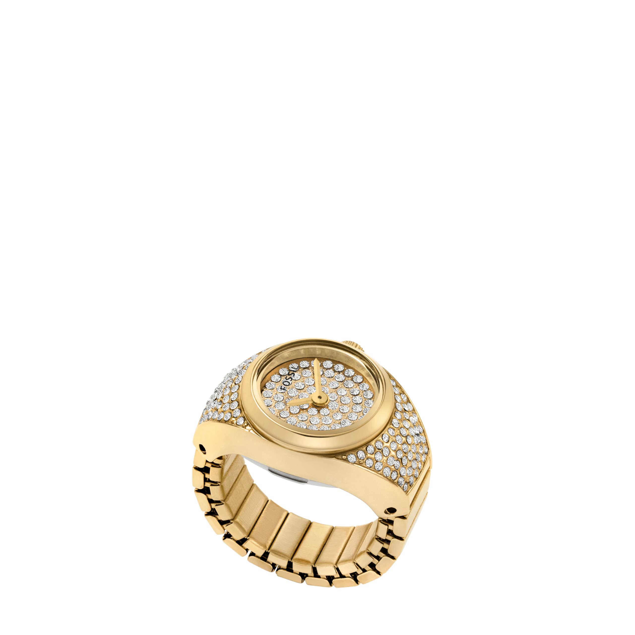 Fossil Women's Quartz Stainless Steel Two-Hand Watch Ring, Watch Rings for Women, Color: Gold All-Over Glitz (Model: ES5246)