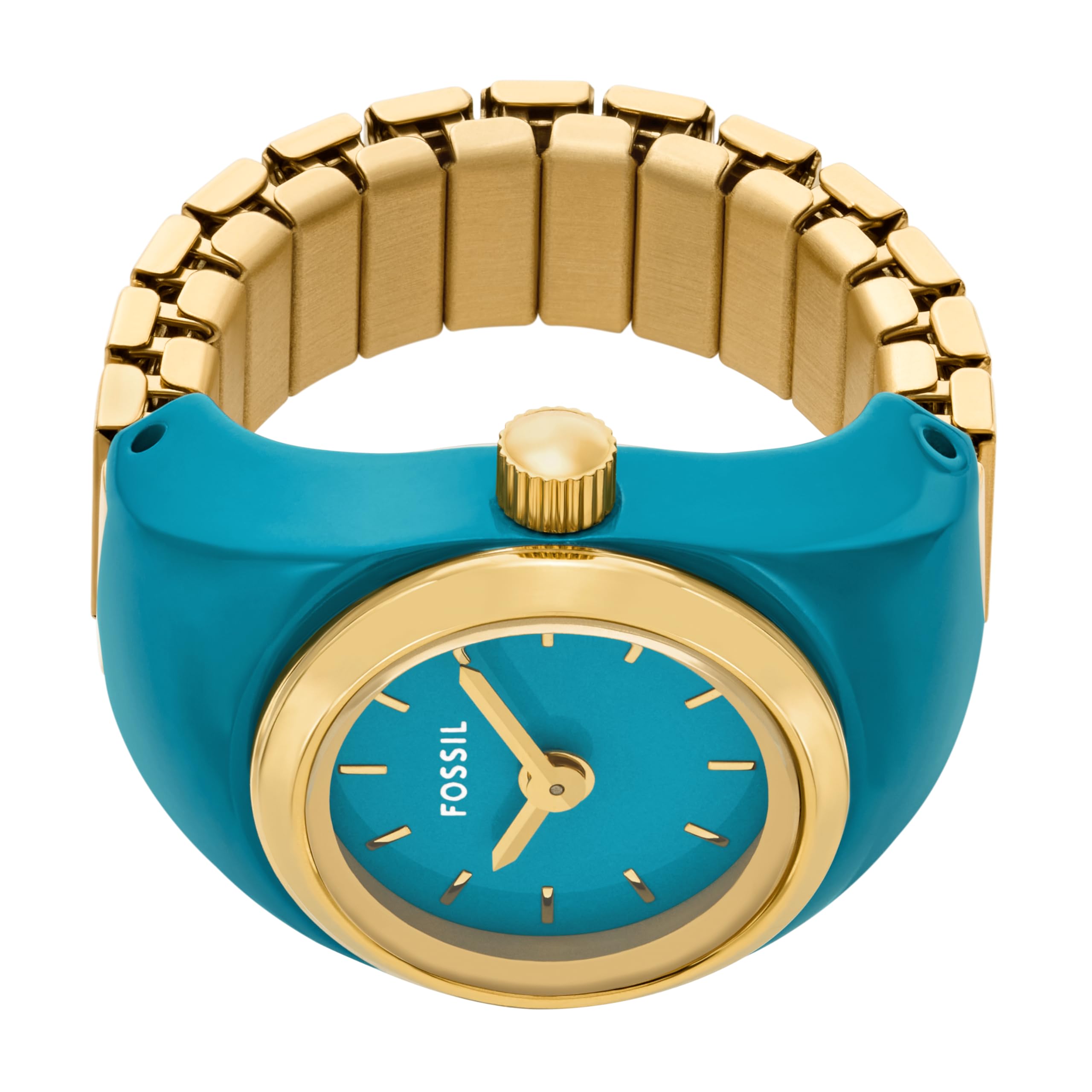 Fossil Women's Two-Hand Blue Stainless Steel Watch Ring, ES5415