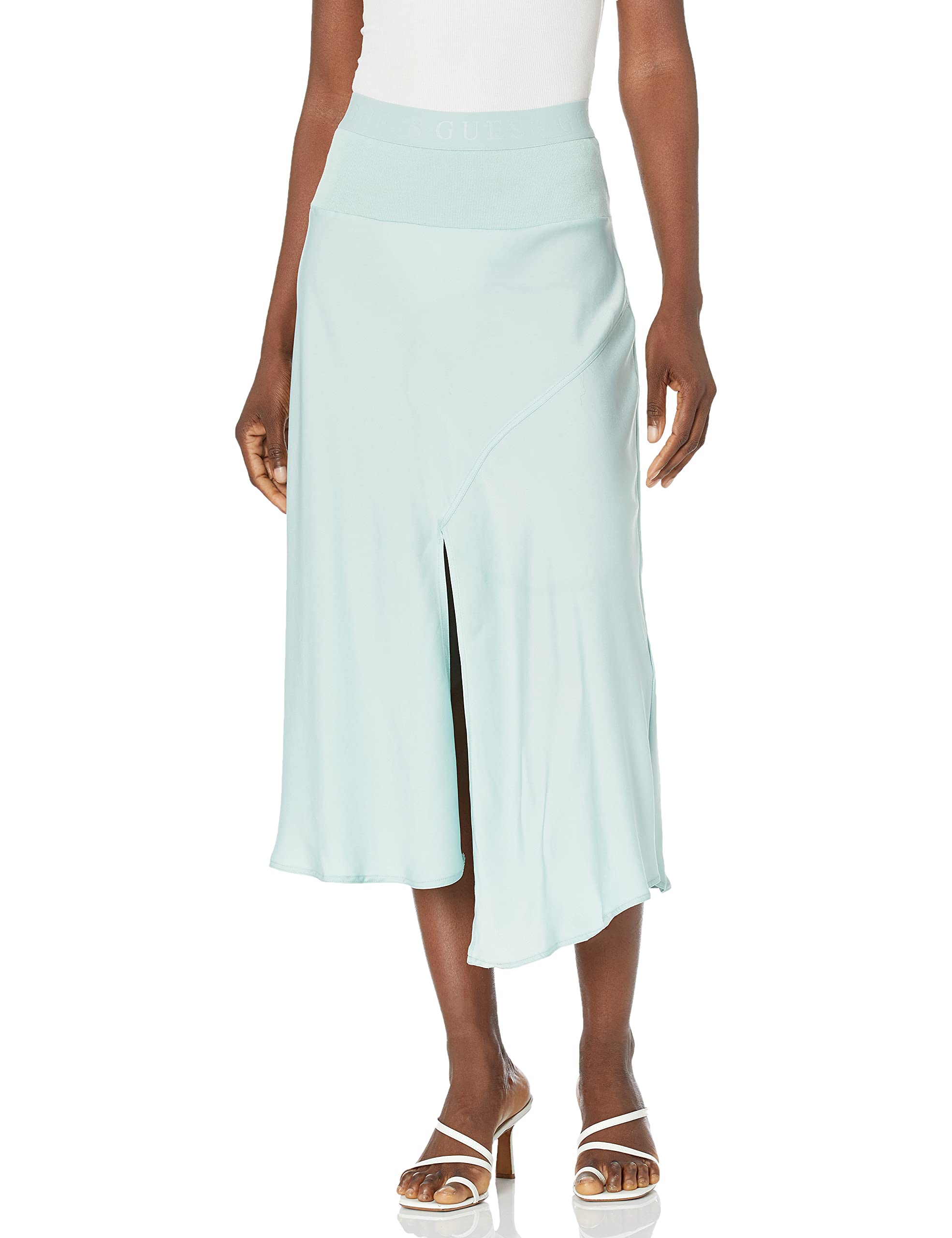 GUESS Women's Altea Midi Slip Skirt, Ice Aqua, X-Small