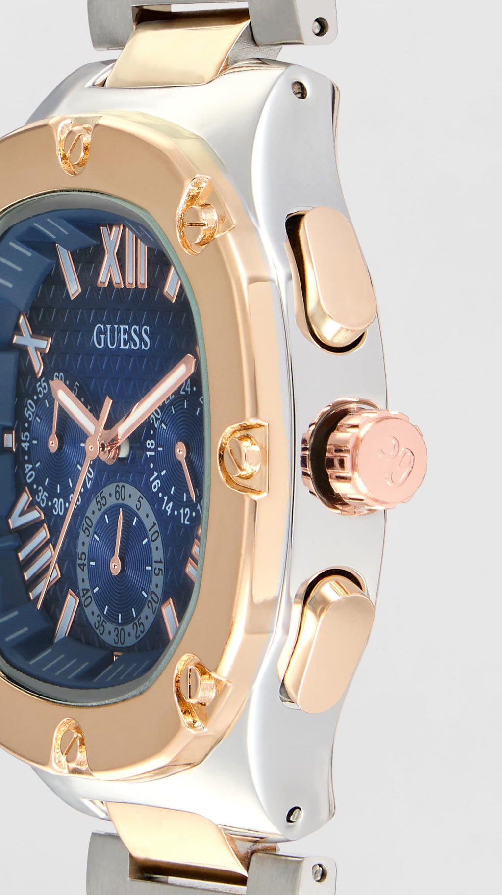 Guess Men's 42mm Watch - Two-Tone Bracelet Blue Dial Two-Tone Case
