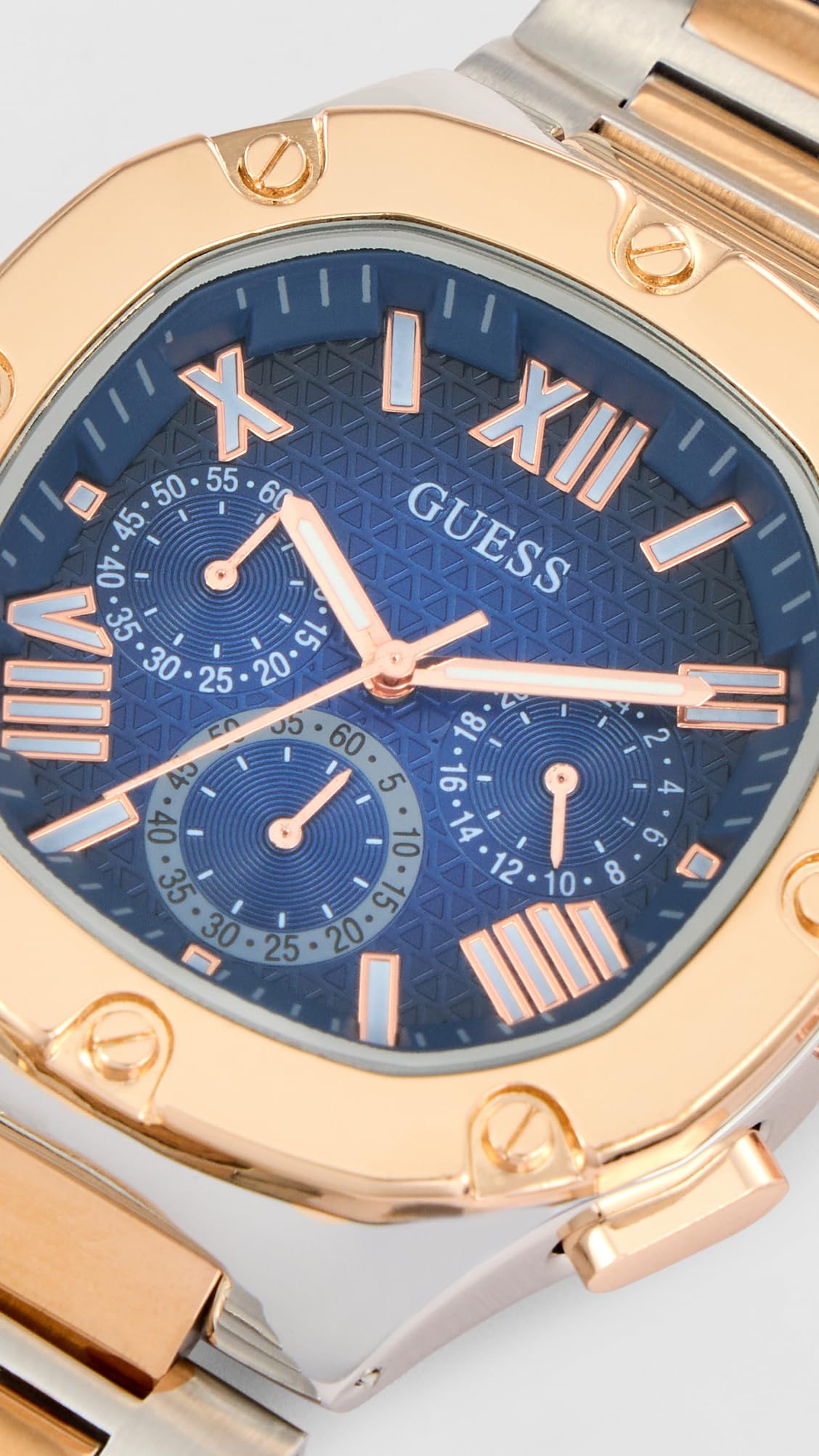 Guess Men's 42mm Watch - Two-Tone Bracelet Blue Dial Two-Tone Case