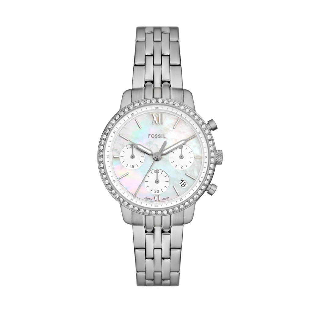 Fossil Women's Neutra Chronograph Silver Stainless Steel Bracelet Watch (Model: ES5357)